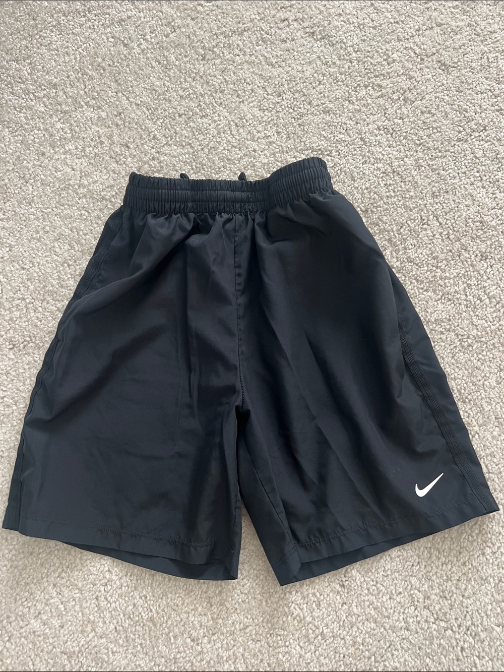 Nike Black Kids Athletic Shorts with White Swoosh